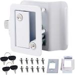 VOGREX RV Door Lock, Travel Trailer Entry Door Lock with Paddle Deadbolt, Camper Door Latch Handle with 4 Keys, Trailer Door Lock for Camper Travel Trailer RV, White