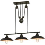 Westinghouse 6332500 Iron Hill Three-Light Indoor Island Pulley Pendant, Finish with Highlights and Metallic Interior, 3, Oil Rubbed Bronze/Bronze
