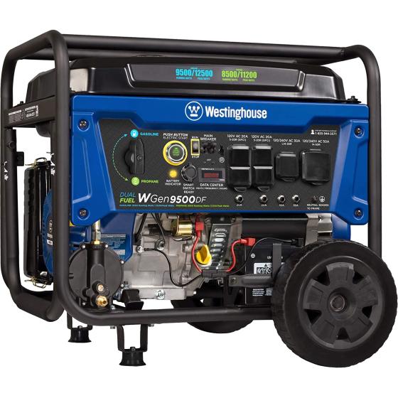 Westinghouse 12500 Peak Watt Dual Fuel Home Backup Portable Generator, Remote Electric Start, Transfer Switch Ready, Gas and Propane Powered, CARB Compliant