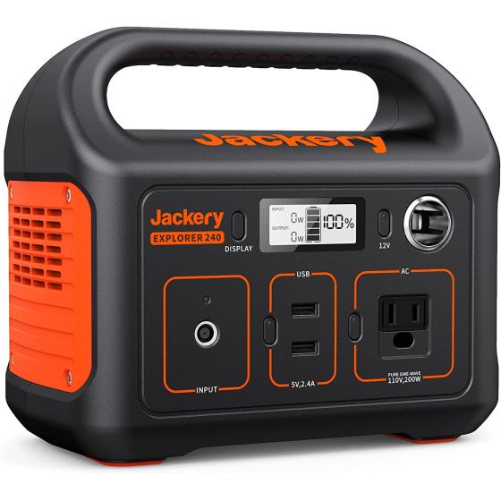 Jackery Portable Power Station Explorer 240, 240Wh Backup Lithium Battery, 110V/200W Pure Sine Wave AC Outlet, Solar Generator (Solar Panel Not Included) for Outdoors Camping Travel Hunting Emergency