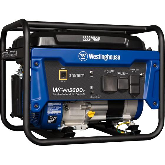 Westinghouse 4650 Peak Watt Portable Generator, RV Ready 30A Outlet, Gas Powered, CARB Compliant