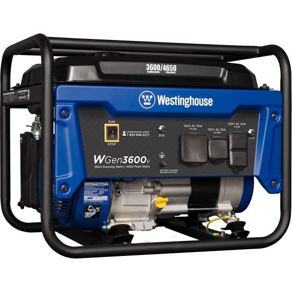 Westinghouse 4650 Peak Watt Portable Generator, RV Ready 30A Outlet, Gas Powered, CARB Compliant