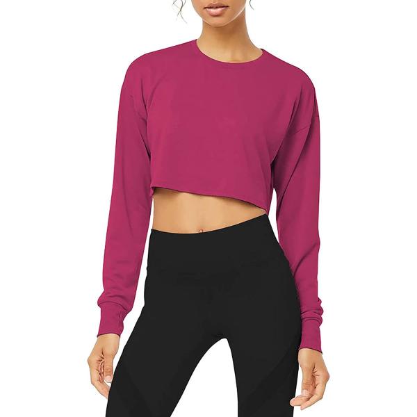 Bestisun Long Sleeve Crop Top Cropped Sweatshirt for Women with Thumb Hole