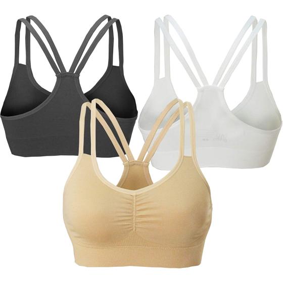 AKAMC Women's Removable Padded Strappy Sports Bra Yoga Tops Activewear for Women