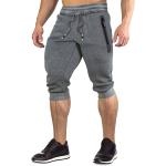 FASKUNOIE Men's 3/4 Joggers Elastic Cotton Capri Pants Below Knee Gym Short Pants with Zip Pockets