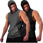 COOFANDY Men's 2 Pack Workout Hooded Tank Tops Bodybuilding Muscle Cut Off T Shirt Sleeveless Gym Hoodies