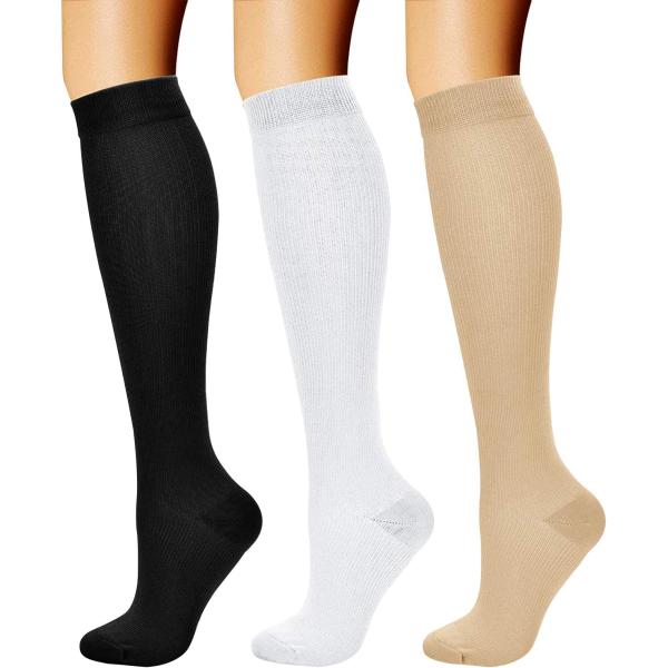CHARMKING Compression Socks for Women & Men Circulation (3 Pairs) 15-20 mmHg is Best Support for Athletic Running Cycling