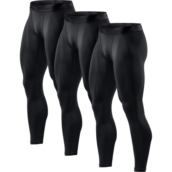 TSLA 1, 2 or 3 Pack Men's Compression Pants, Cool Dry Athletic Workout Running Tights Leggings with Pocket/Non-Pocket