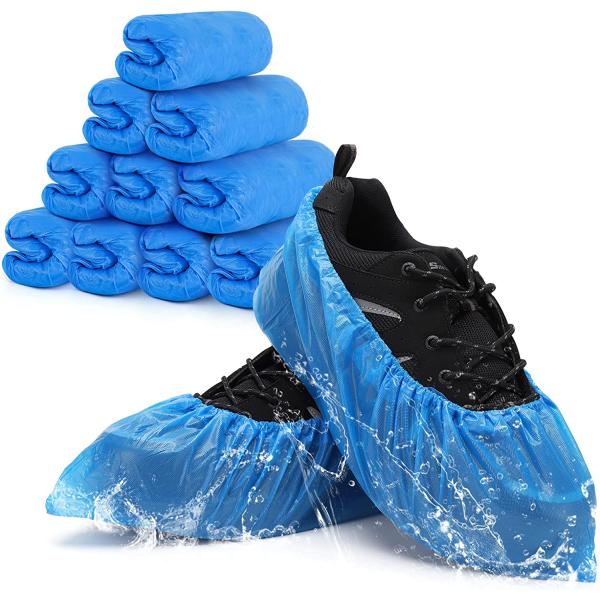 Shoe Covers Disposable Non Slip - 100 Pack (50 Pairs), Premium Waterproof and Recyclable Shoe Booties Covers for Indoors, Fits Up To 11 US Men and 13 US Women Size