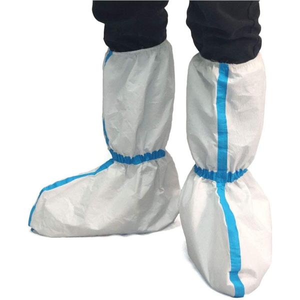 ZMDREAM 5 Pairs Disposable Boot and Shoe Covers Non-Slip and Waterproof White 18 inch Tall