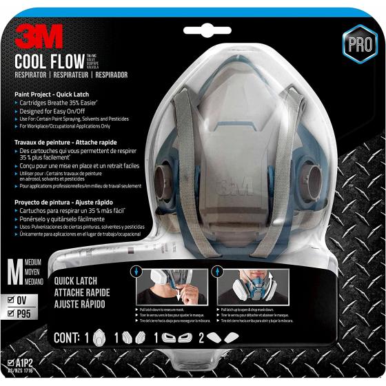 3M Paint Project Respirator, Helps Provide Protection Against Particles, All In One Kit. Designed For Professionals, Reusable Respirator, Spray Painting, Medium