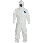 Tyvek Disposable Suit by Dupont with Elastic Wrists, Ankles and Hood (3XL) White