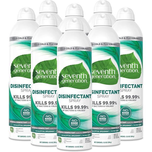 Seventh Generation Disinfecting Spray Cleaner Eucalyptus and Thyme Disinfectant 13.9 oz, Pack of 8