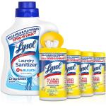 Lysol Laundry Sanitizer Additive, Crisp Linen, 90oz + Lysol Disinfecting Wipes, Lemon & Lime Blossom, 80 ct (Pack of 4), Packaging May Vary