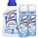Lysol Laundry Sanitizer, Antibacterial Fabric Sanitizer, Crisp Linen, 90oz + Lysol Disinfectant Spray, Sanitizing and Antibacterial Spray, Crisp Linen, 19 Fl Oz. (Pack of 2)