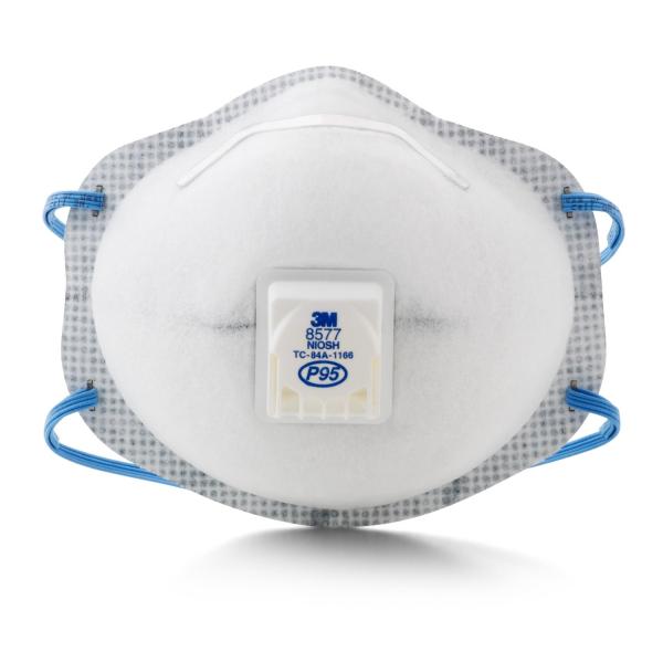 3M Particulate Respirator 8577, P95, with Nuisance Level Organic Vapor Relief (Pack of 10)