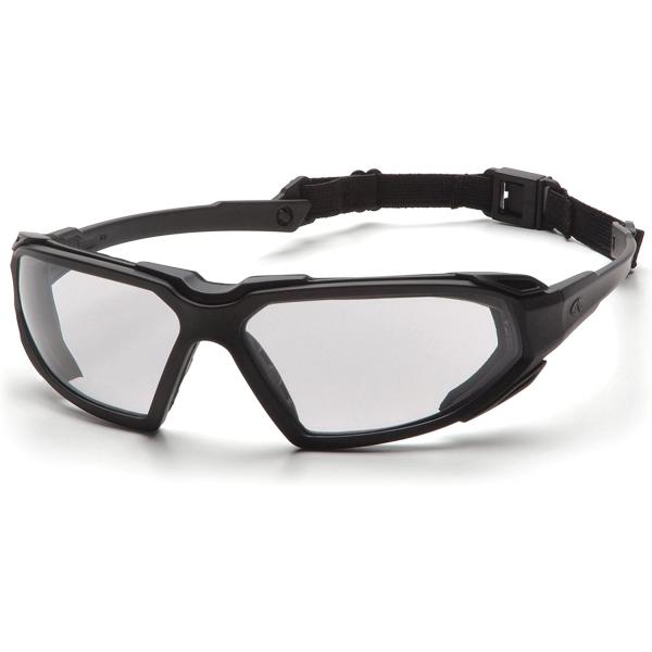 Pyramex Highlander Safety Eyewear, Black Frame/Clear Anti-Fog Lens