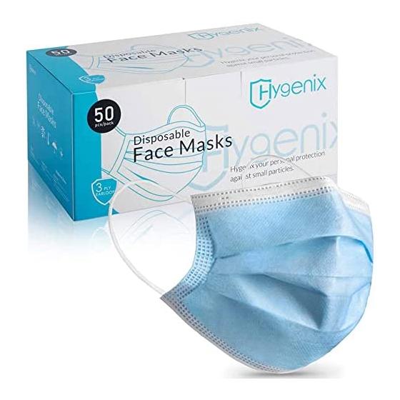 Hygenix 3ply Disposable Face Masks PFE 99% Filter Quality Tested by a US lab (Pack of 50 Pcs)