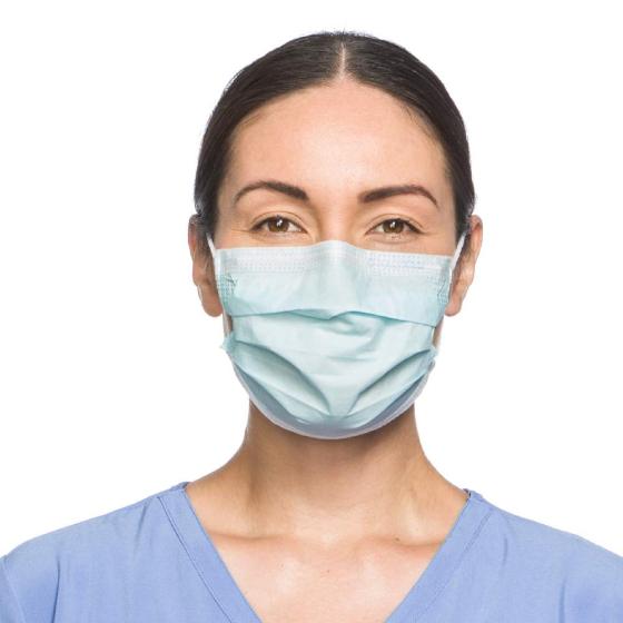 HALYARD Single-Use, Disposable Earloop Medical Mask, Designed For Short-Term Wear, Pleat-Style w/Earloops, Blue, 47080 (Box of 50)