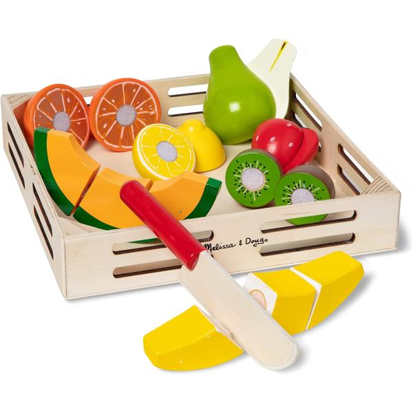 Melissa & Doug Cutting Fruit Set - Wooden Play Food Kitchen Accessory, Multi - Pretend Play Accessories, Wooden Cutting Fruit Toys For Toddlers And Kids Ages 3+