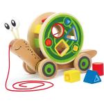 Award Winning Hape Walk-A-Long Snail Toddler Wooden Pull Toy, L: 11.9, W: 4.4, H: 7.3 inch