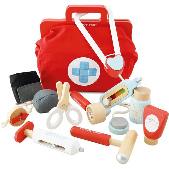 Le Toy Van - Kids Wooden Educational Pretend Play Honeybake Doctor's Medical Play Set Kit | Kids Pretend Play Role Play For Boys And Girls | 3 Year Old +, 8.66" x 5.70" x 5.90" (TV292)