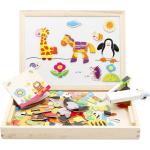Lewo Wooden Educational Toys Magnetic Art Easel Animals Wooden Puzzles Games for Kids