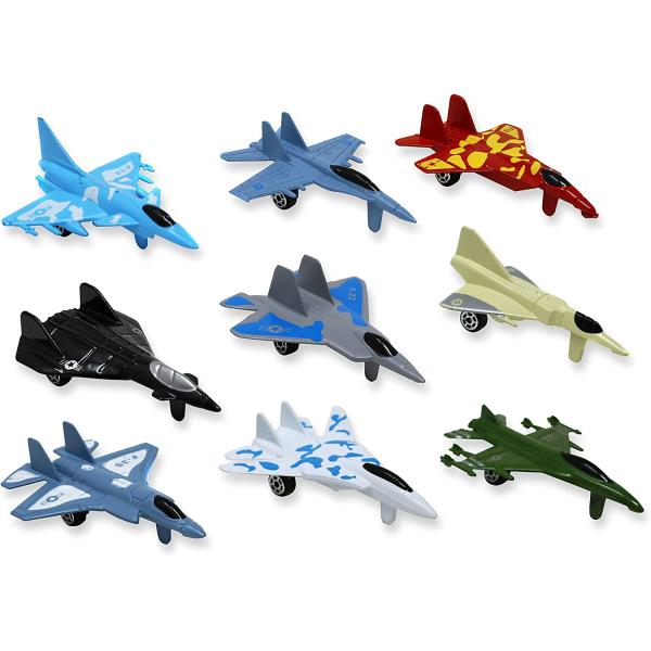 Metal die cast Toy air Plane Set of Military Planes and Jets. Pack of 9.