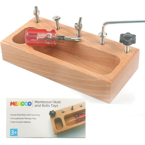 MEROCO Montessori Screw Driver Board for Kids Montessori Materials Basic Skills Educational Learning Toys for 3 4 5 Year Old Kids Toddlers Sensory Montessori Toy Preschool Classroom Fine Motor Skills