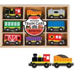 Melissa & Doug Wooden Train Cars (8 pcs) - Magnetic Train, Wooden Train Toys, Train Sets For Toddlers And Kids Ages 3+