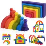 BOZE SUPOD Wooden Toys Rainbow Stacking Blocks-Montessori Toys Building Blocks for Toddler Age 1 2 3 4 Years Old Open Ended Preschool Activity Educational Toy Gifts for Kids-19PCS