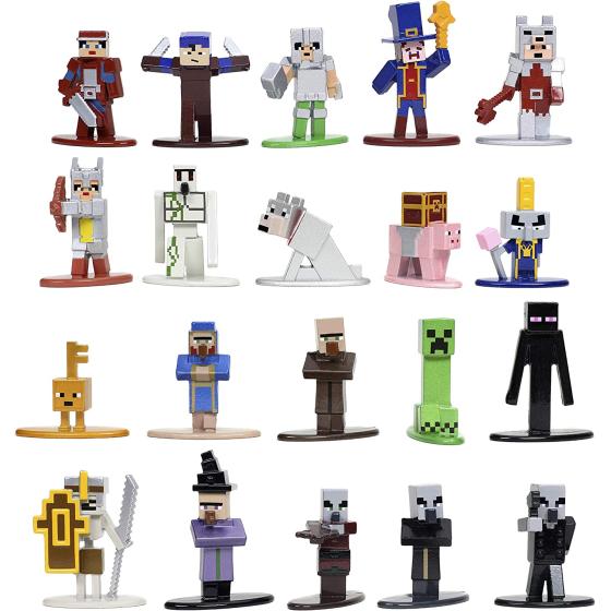 Jada Toys Minecraft Dungeons Nano Metalfigs 1.65" Die-cast Collectible Figures 20-Pack Wave 4, Toys for Kids and Adults Silver