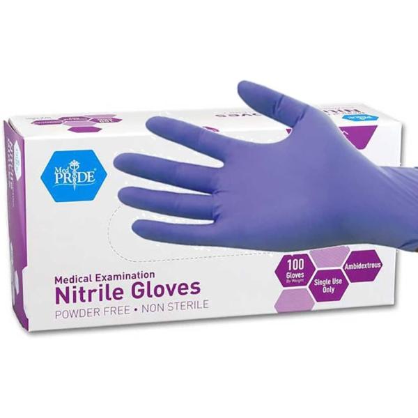 MedPride Powder-Free Nitrile Exam Gloves, Medium, Box/100