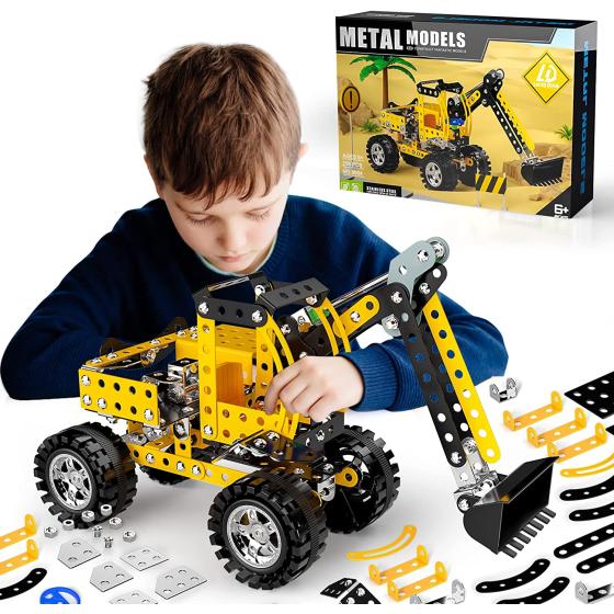 Lucky Doug Stem Building Projects Toys for Kids 8 9 10 11 12+ Year Old, 256 PCS Metal Building Construction Model kit, Engineering Building Blocks DIY Educational Gifts