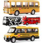 Geyiie School Bus Toys for Boys, Metal Toy Cars Play Set, Pull and Push City Buses Car Vehicles Gift for Collectors Girls Kids Toddler 3 4 5 6 7, Party Favor Preschool Toy