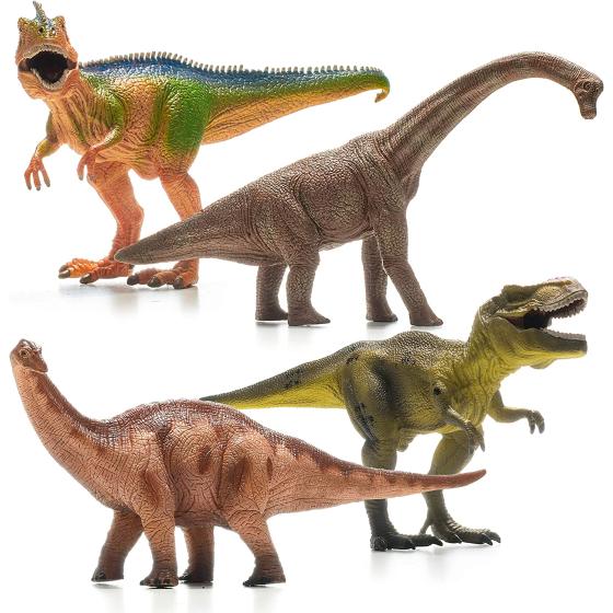 PREXTEX 13” Realistic Looking Dinosaurs Pack of 4 Jumbo Plastic Assorted Dinosaur Figures