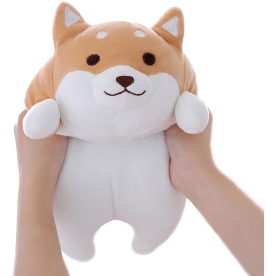Shiba Inu Dog Plush Pillow, Cute Corgi Akita Stuffed Animals Doll Toy Gifts for Valentine's Gift, Christmas,Sofa Chair, Brown Round Eye, 15"