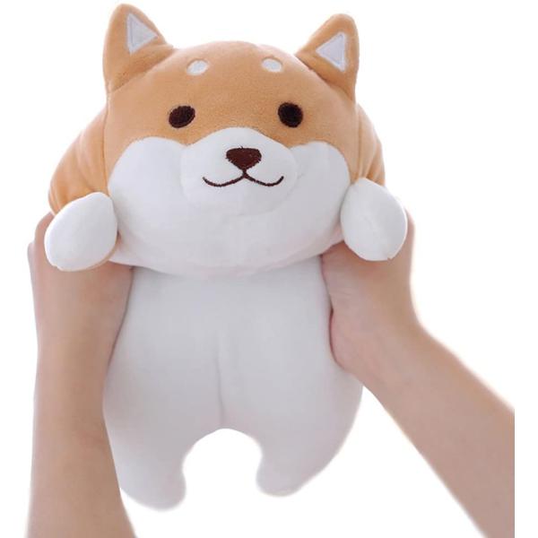 Shiba Inu Dog Plush Pillow, Cute Corgi Akita Stuffed Animals Doll Toy Gifts for Valentine's Gift, Christmas,Sofa Chair, Brown Round Eye, 15"