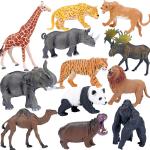 Safari Animals Figures Toys, Realistic Jumbo Wild Zoo Animals Figurines Large Plastic African Jungle Animals Playset with Elephant, Giraffe, Lion, Tiger, Gorilla for Kids Toddlers, 12 Piece Gift Set