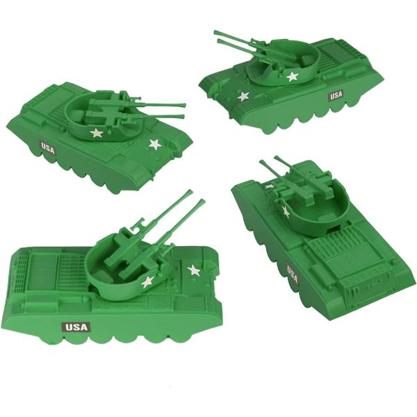 BMC Classic Payton Anti-Aircraft Tanks - 4pc Green Plastic Army Men Vehicles