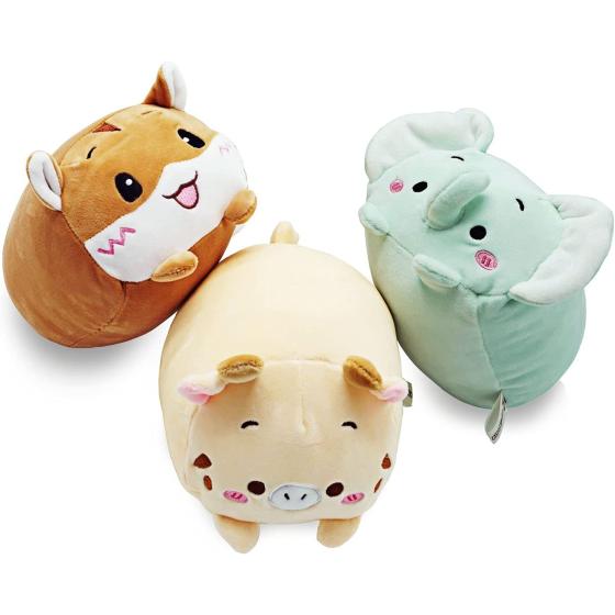 Onsoyours Plush Toys Set, 3Pcs Stuffed Animals with Elephant, Deer and Hamster, Creative Decoration Cuddly Plush Pillows 9" for Kids Girls Boys (Elephant/Deer/Hamster)