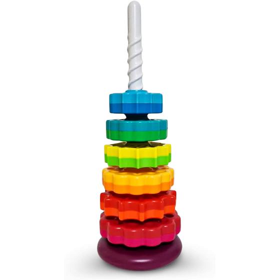 ODELA Spinning Toy – Premium Stacking Toy for Kids - One Year Old Stacking Toys – Strong ABS Plastic – Rainbow Spinning Wheel Toy – Fun and Engaging Brain Development Toys for Kids