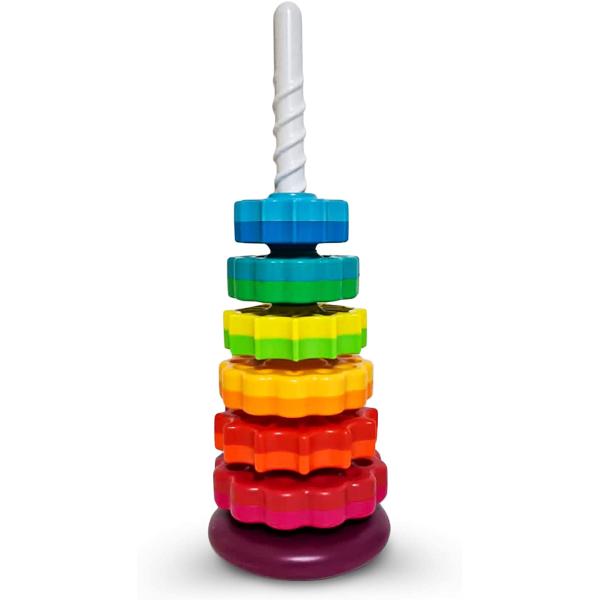 ODELA Spinning Toy – Premium Stacking Toy for Kids - One Year Old Stacking Toys – Strong ABS Plastic – Rainbow Spinning Wheel Toy – Fun and Engaging Brain Development Toys for Kids