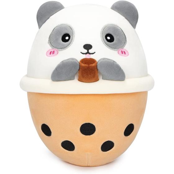 AIXINI Panda Boba Plush 10 inch Bubble Tea Stuffed Animal Soft Kawaii Plushie Toy