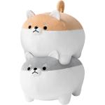 Ditucu 2Pcs Shiba Inu Stuffed Animal Toy Cute Anime Corgi Akita Dog Plush Pillow Kawaii Plushie Best Gifts for Kids Brown and Grey 15.7 inch