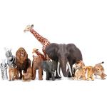 Safari Zoo Animals Figures Toys, 14 Piece Realistic Jungle Animal Figurines, African Wild Plastic Animals with Lion, Elephant, Giraffe Educational Learning Playset for Toddlers, Kids, Children