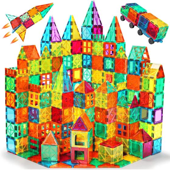 Anbalulu Magnetic Tiles, Magnetic Blocks for Kids, Magnet Building Set, Stacking Blocks, Preschool Stem Construction Building Set 100 Pcs