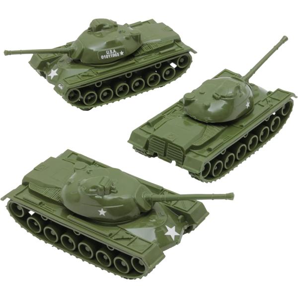 TimMee Toy Tanks for Plastic Army Men - OD Green WW2 3pc - Made in USA