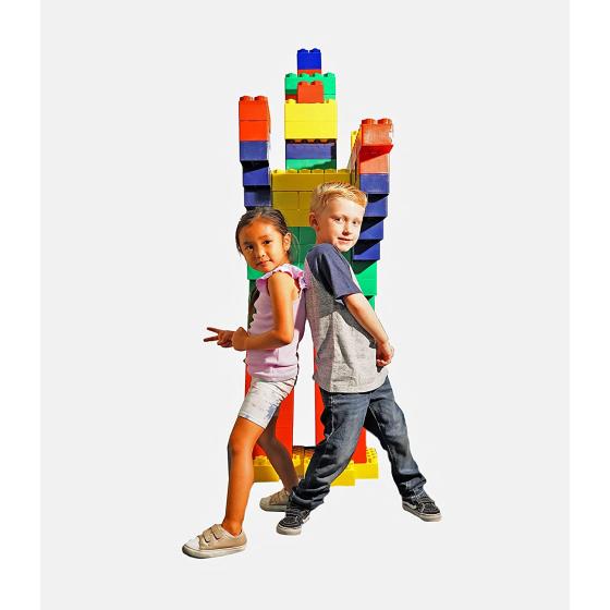 Kids Adventure Jumbo Blocks - (112) Piece Big?Blocks - 8" x 4" and 4" x 4" Large Building Blocks for Toddlers -Made in The USA - Durable Safe Plastic Blocks Jumbo Blocks (00294-5)