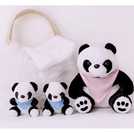 Panda Toy for Girls 5 Pcs Set. Mommy, 2 Baby Panda Toys, XL Furry Bag and Baby Blanket. Cute Plush Gift Set 3 4 5 Year Old Girl, Stuffed Animal for Little Girls. Birthday, Christmas Age 3-8